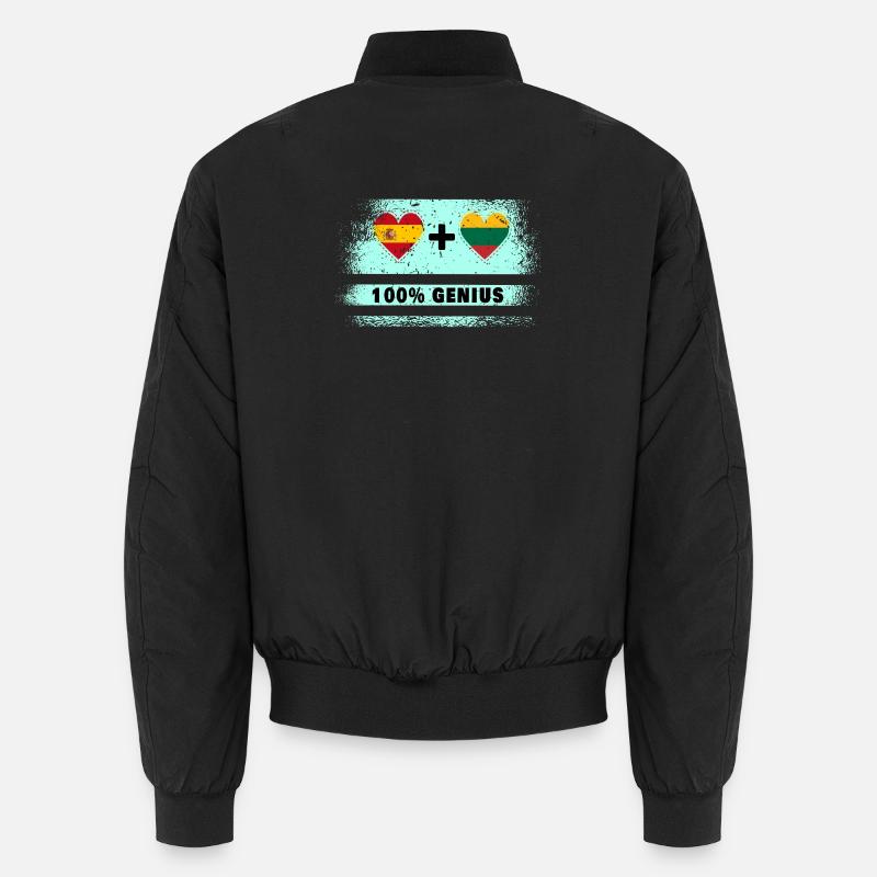 Spain and Lithuania flag 100% genius Unisex Bomber Jacket