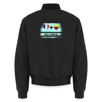Flagge Frankreich und Ecuador 100% genial - Unisex Bomberjacke - Schwarz - Hinten - AI Model Male 185 light (185cm)