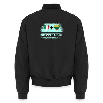 Italy and Lithuania 100% genius flag - Unisex Bomber Jacket - black - Back - AI Model Male 185 light (185cm)