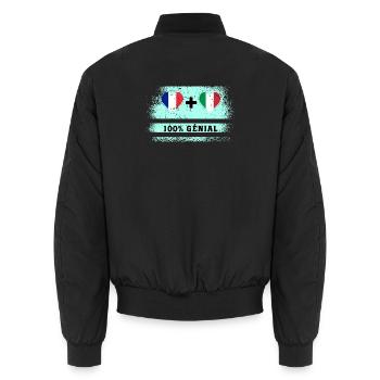 Drapeau France et Italie 100% génial - Bomber unisexe - noir - Dos - AI Model Male 185 light (185cm)