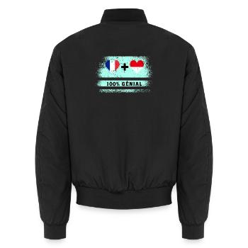Drapeau France et Indonésie 100% génial - Bomber unisexe - noir - Dos - AI Model Male 185 light (185cm)