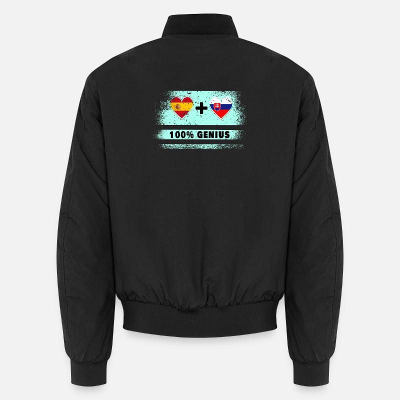 Spain and Slovakia flag 100% genius Unisex Bomber Jacket