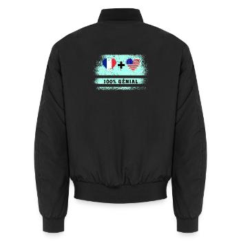 Drapeau France et USA 100% génial - Bomber unisexe - noir - Dos - AI Model Male 185 light (185cm)