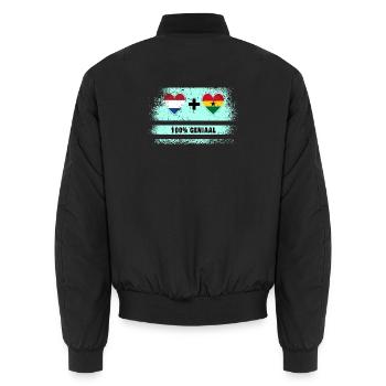 Drapeau 100% Genius du Ghana et des Pays-Bas - Bomber unisexe - noir - Dos - AI Model Male 185 light (185cm)