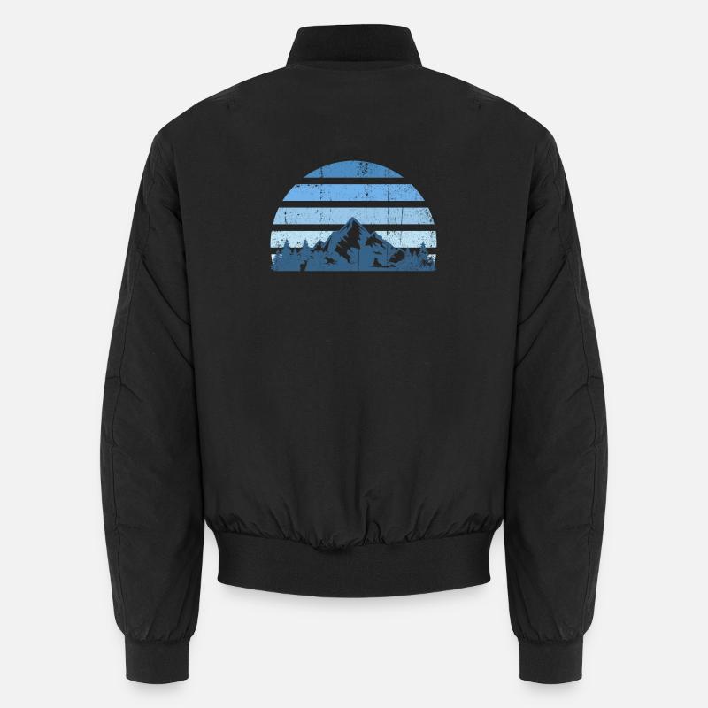 Silhouette de coucher de soleil de montagne en couches Bomber unisexe