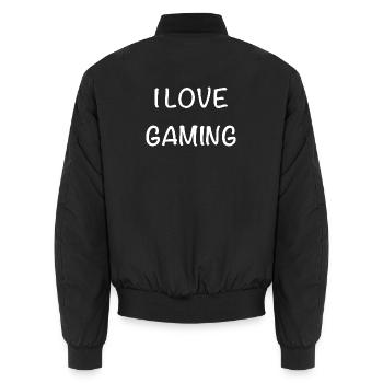 I Love Gaming Schriftzug - Unisex Bomberjacke - Schwarz - Hinten - AI Model Male 185 light (185cm)