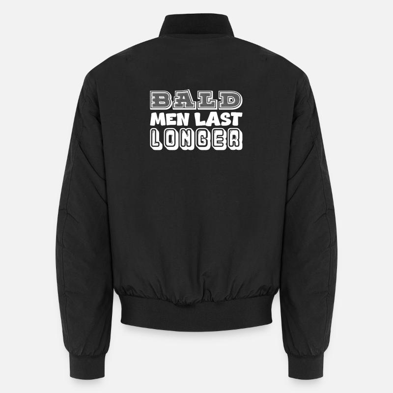 Glatzköpfige Männer halten länger Typografie Unisex Bomberjacke