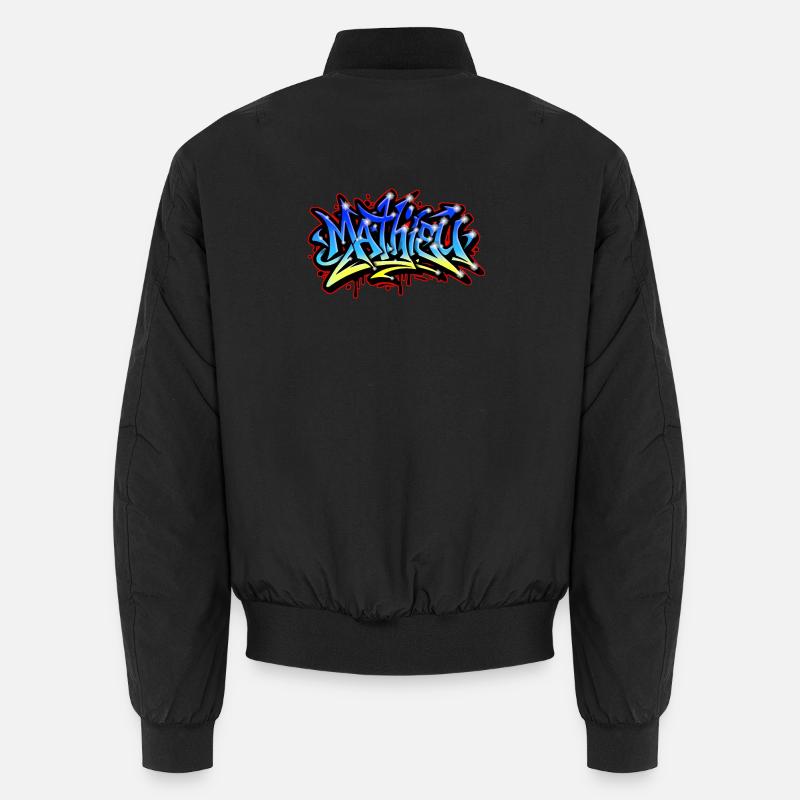 Mathieu Graffiti Druckbar Blau Gelb Unisex Bomberjacke