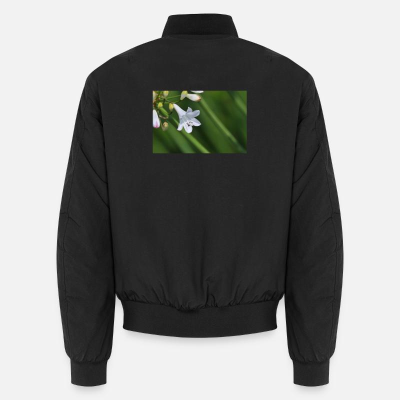 White Lily Flower Macro - Unisex Bomber Jacket - black