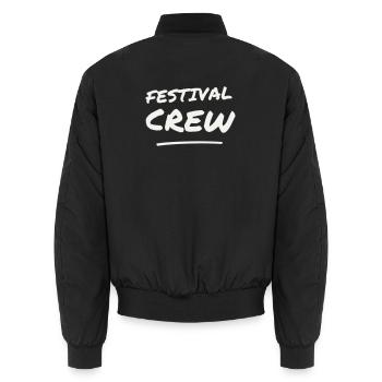 Festival Crew Brush Lettering Team Staff Event - Unisex Bomber Jacket - black - Back - AI Model Male 185 light (185cm)