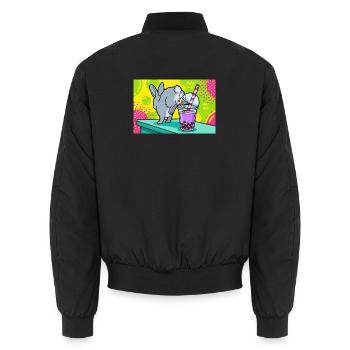 Bubble Tea Boba Drôle de Lapin mignon - Bomber unisexe - noir - Dos - AI Model Male 185 light (185cm)