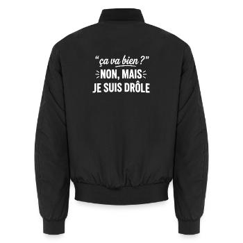 Ça va bien? Je suis drôle - Bomber unisexe - noir - Dos - AI Model Male 185 light (185cm)