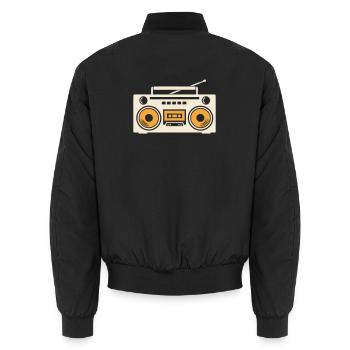 Retro Boombox Ghettoblaster 80er Hip Hop Oldschool - Unisex Bomberjacke - Schwarz - Hinten - AI Model Male 185 light (185cm)