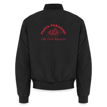 Pasta Paradise Retro Spaghtetti mit Hackbällchen - Unisex Bomberjacke - Schwarz - Hinten - AI Model Male 185 light (185cm)