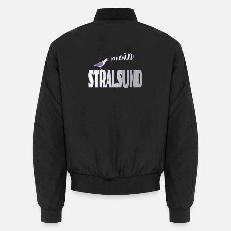 Stralsund Möwe & Moin Ostsee - Unisex Bomberjacke - Schwarz