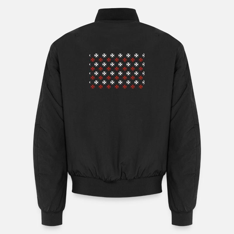 Maltese cross pattern - Unisex Bomber Jacket - black