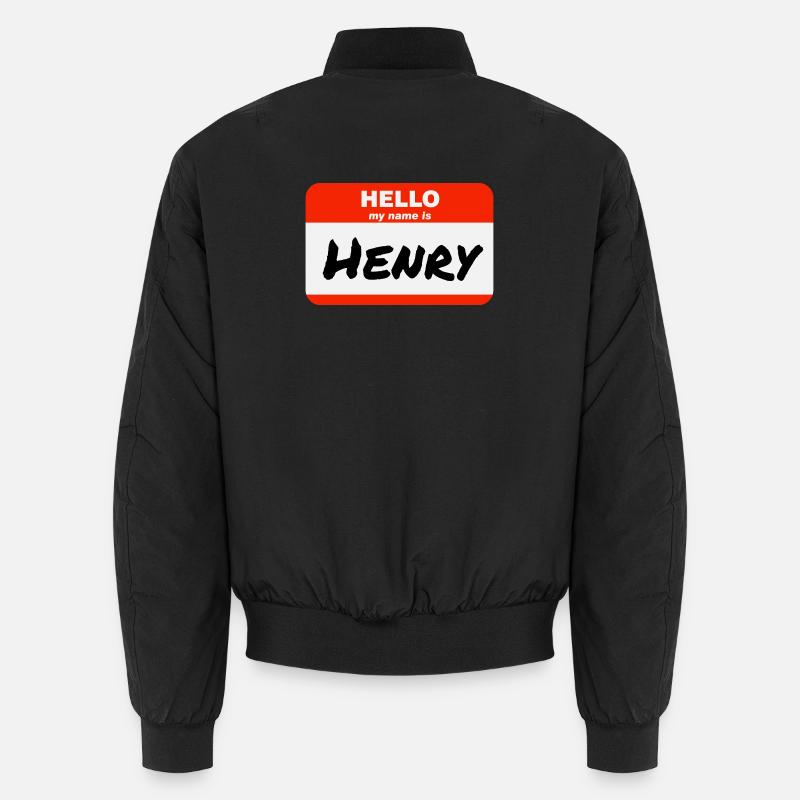 Hello My Name Is Henry Red Label with First Name Unisex Bomber Jacket
