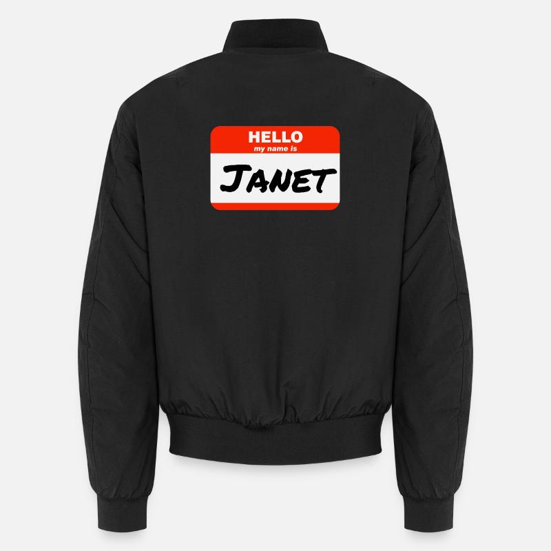 Hello My Name Is Janet Label Name Tag Unisex Bomber Jacket