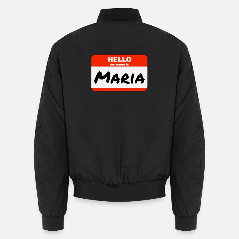 Hello My Name Is Maria Label Name Tag Unisex Bomber Jacket