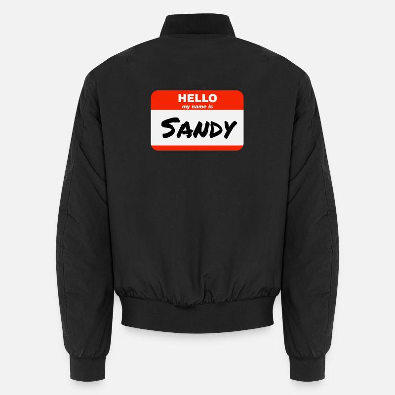 Hello My Name Is Sandy Label Name Tag Unisex Bomber Jacket