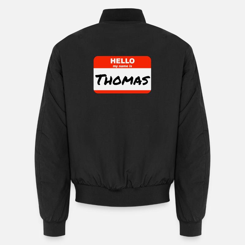 Hello My Name Is Thomas Label Name Tag Unisex Bomber Jacket