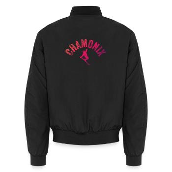 Chamonix Arch Skier Gradient - Unisex Bomber Jacket - black - Back - AI Model Male 185 light (185cm)