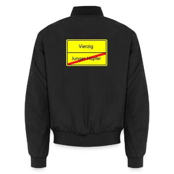 ortsschild_vierzig - Unisex Bomberjacke - Schwarz - Hinten - AI Model Male 185 light (185cm)