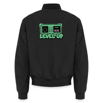 Level Up Controller Icon - Unisex Bomberjacke - Schwarz - Hinten - AI Model Male 185 light (185cm)