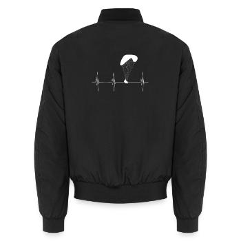 Heartbeat paraglider - Unisex Bomber Jacket - black - Back - AI Model Male 185 light (185cm)