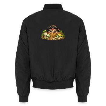 Cute mole with glasses - Unisex Bomber Jacket - black - Back - AI Model Male 185 light (185cm)