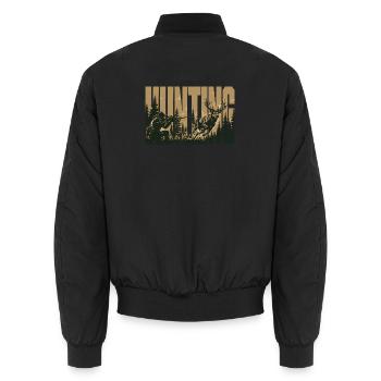 Waldjagd: Hirschsilhouette im Herbst - Unisex Bomberjacke - Schwarz - Hinten - AI Model Male 185 light (185cm)