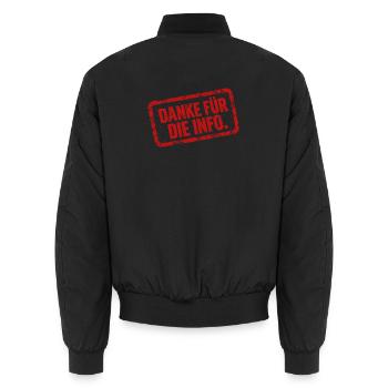 Danke für die Info - ironisches Shirt - Unisex Bomberjacke - Schwarz - Hinten - AI Model Male 185 light (185cm)