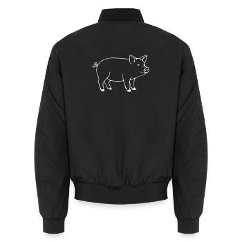 Schwein weiß Metzger Fleischer Geschenk - Unisex Bomberjacke - Schwarz - Hinten - AI Model Male 185 light (185cm)