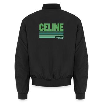 Céline-grüne Legende - Unisex Bomberjacke - Schwarz - Hinten - AI Model Male 185 light (185cm)