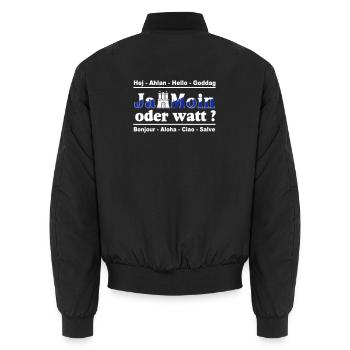 Hamburg , Tradition , Fan , Ja Moin oder watt (25) - Unisex Bomberjacke - Schwarz - Hinten - AI Model Male 185 light (185cm)