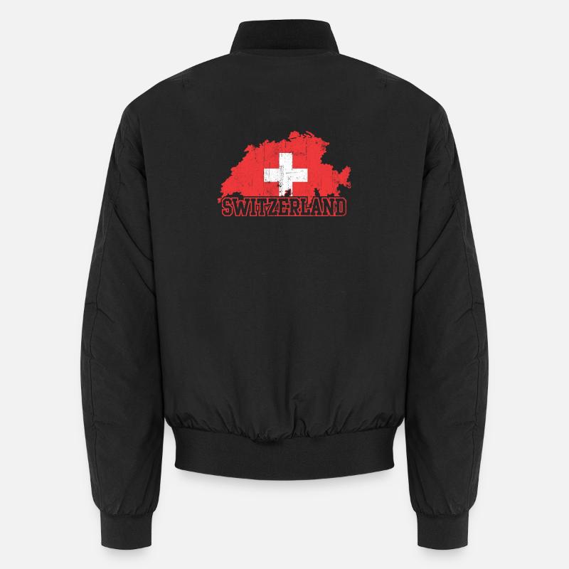 Schweizer Kartenkreuz-Emblem mit Silhouetten Unisex Bomberjacke