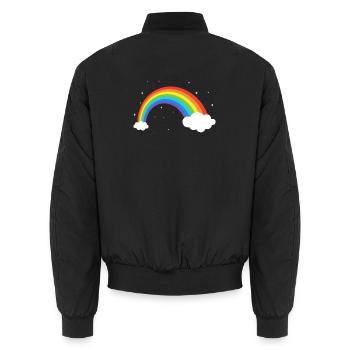 Kosmischer Regenbogenbogen - Unisex Bomberjacke - Schwarz - Hinten - AI Model Male 185 light (185cm)