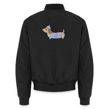 Oh my dog! - Blau gestreift - Unisex Bomberjacke - Schwarz - Hinten - AI Model Male 185 light (185cm)