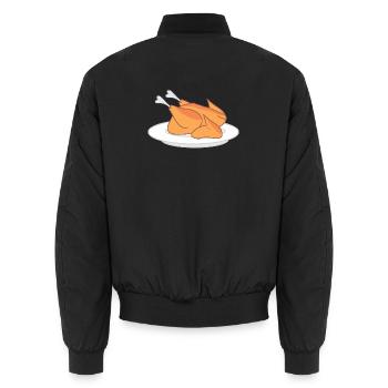 Whole chicken on a plate – for chicken lovers - Unisex Bomber Jacket - black - Back - AI Model Male 185 light (185cm)