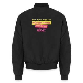 Mon mari dit que je n’écoute pas Design - Bomber unisexe - noir - Dos - AI Model Male 185 light (185cm)