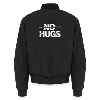 No Hugs Please Keep Your Distance Hug Anti Social - Unisex Bomber Jacket - black - Back - AI Model Male 185 light (185cm)
