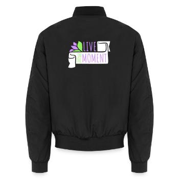 Live In The Moment Mindfulness Presence Awareness - Unisex Bomber Jacket - black - Back - AI Model Male 185 light (185cm)