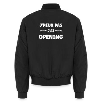 I can't, I have Opening - Unisex Bomber Jacket - black - Back - AI Model Male 185 light (185cm)