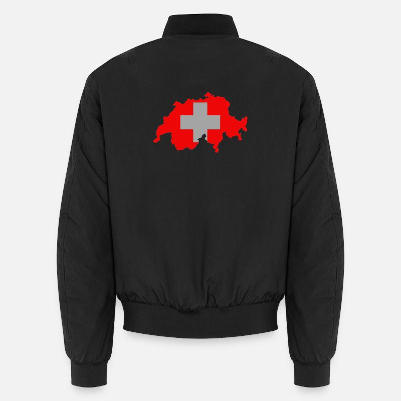 Schweizer Karte mit Flagge - Unisex Bomberjacke - Schwarz