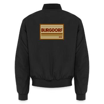 Burgdorf Bern Retro Schild - Unisex Bomberjacke - Schwarz - Hinten - AI Model Male 185 light (185cm)