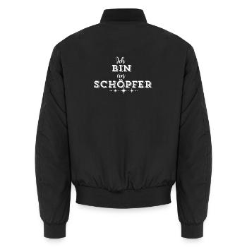 SCHÖPFERKRAFT – Deine Statement Mode - Unisex Bomberjacke - Schwarz - Hinten - AI Model Male 185 light (185cm)