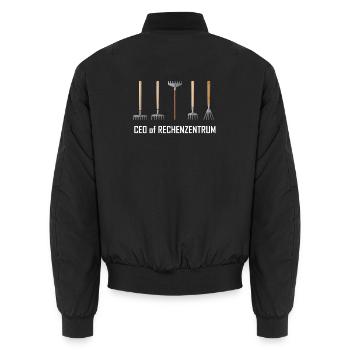 CEO of Rechenzentrum Gärtner Garten Gartenarbeit - Unisex Bomberjacke - Schwarz - Hinten - AI Model Male 185 light (185cm)