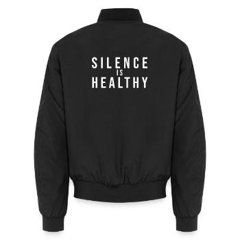 Schweigen ist gesunde Typografie - Unisex Bomberjacke - Schwarz - Hinten - AI Model Male 185 light (185cm)