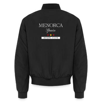 Menorca Spanien Souvenir – Reise minimalistisch - Unisex Bomberjacke - Schwarz - Hinten - AI Model Male 185 light (185cm)