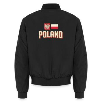 Polen Emblem Retro Flagge - Unisex Bomberjacke - Schwarz - Hinten - AI Model Male 185 light (185cm)